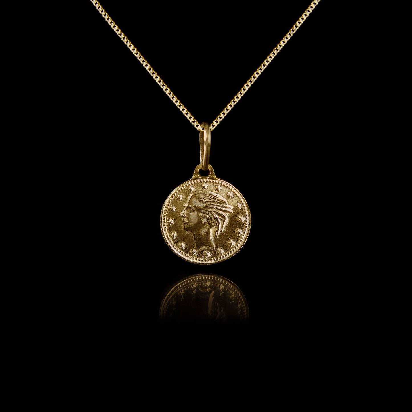 Old Siller - Colar de Prata Coin Banhado a Ouro