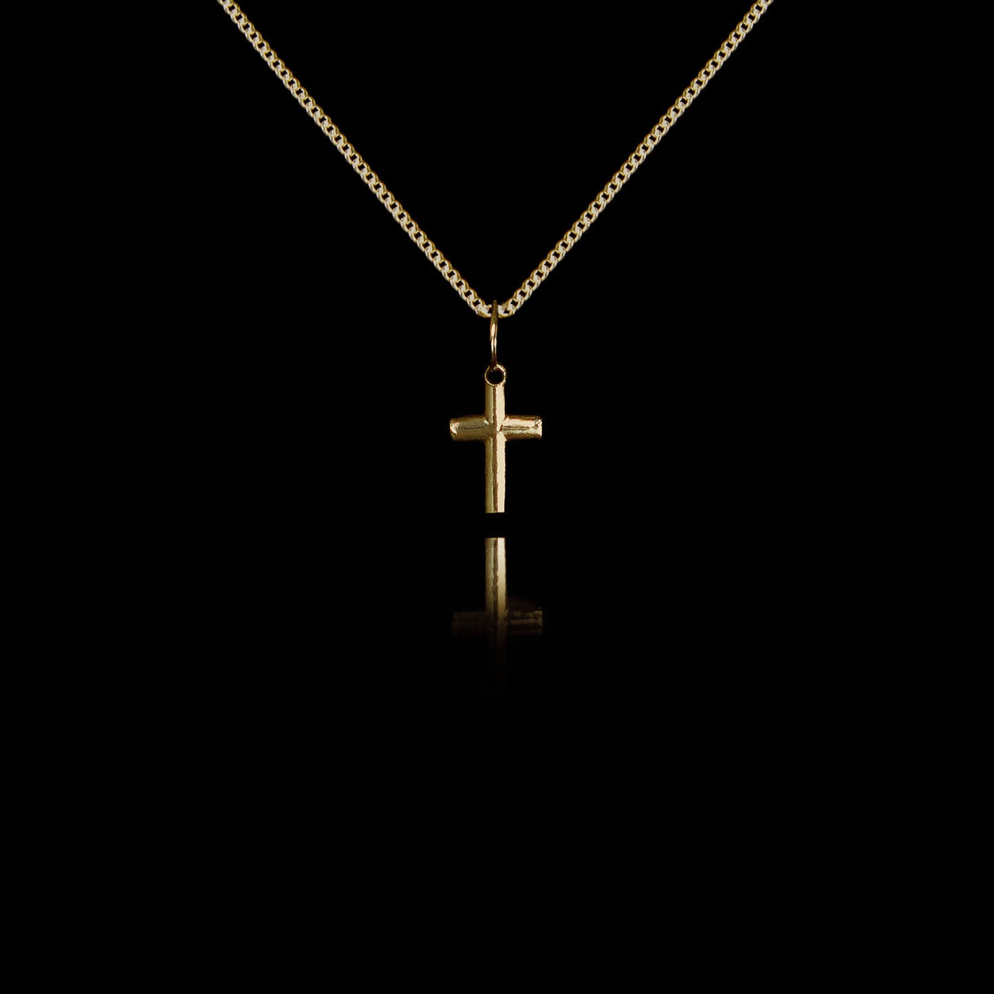 Old Siller - Colar de Prata Cross Mini Bold Banhado a Ouro