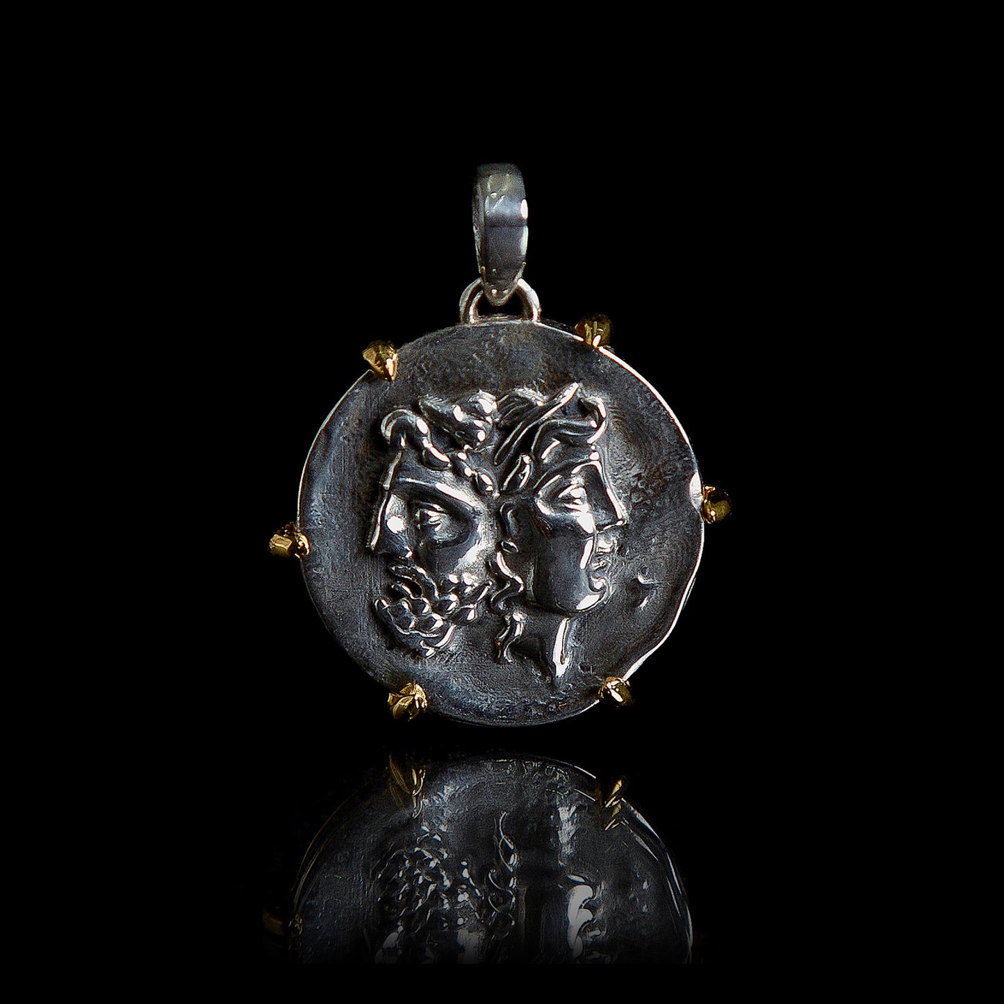 Old Siller - Pingente de Ouro e Prata Faces - Frente
