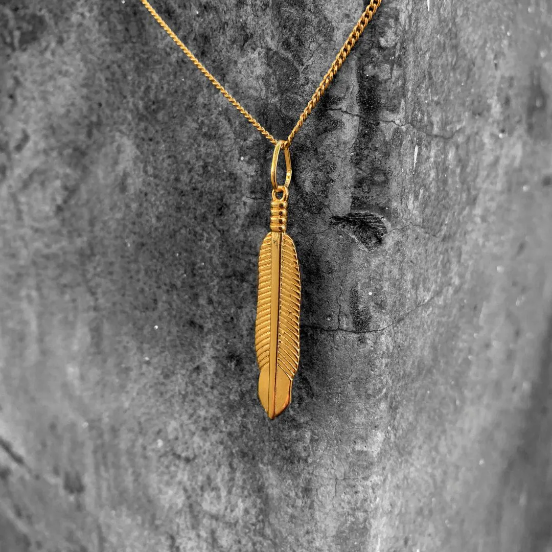 Colar de Prata Feather Banhado a Ouro