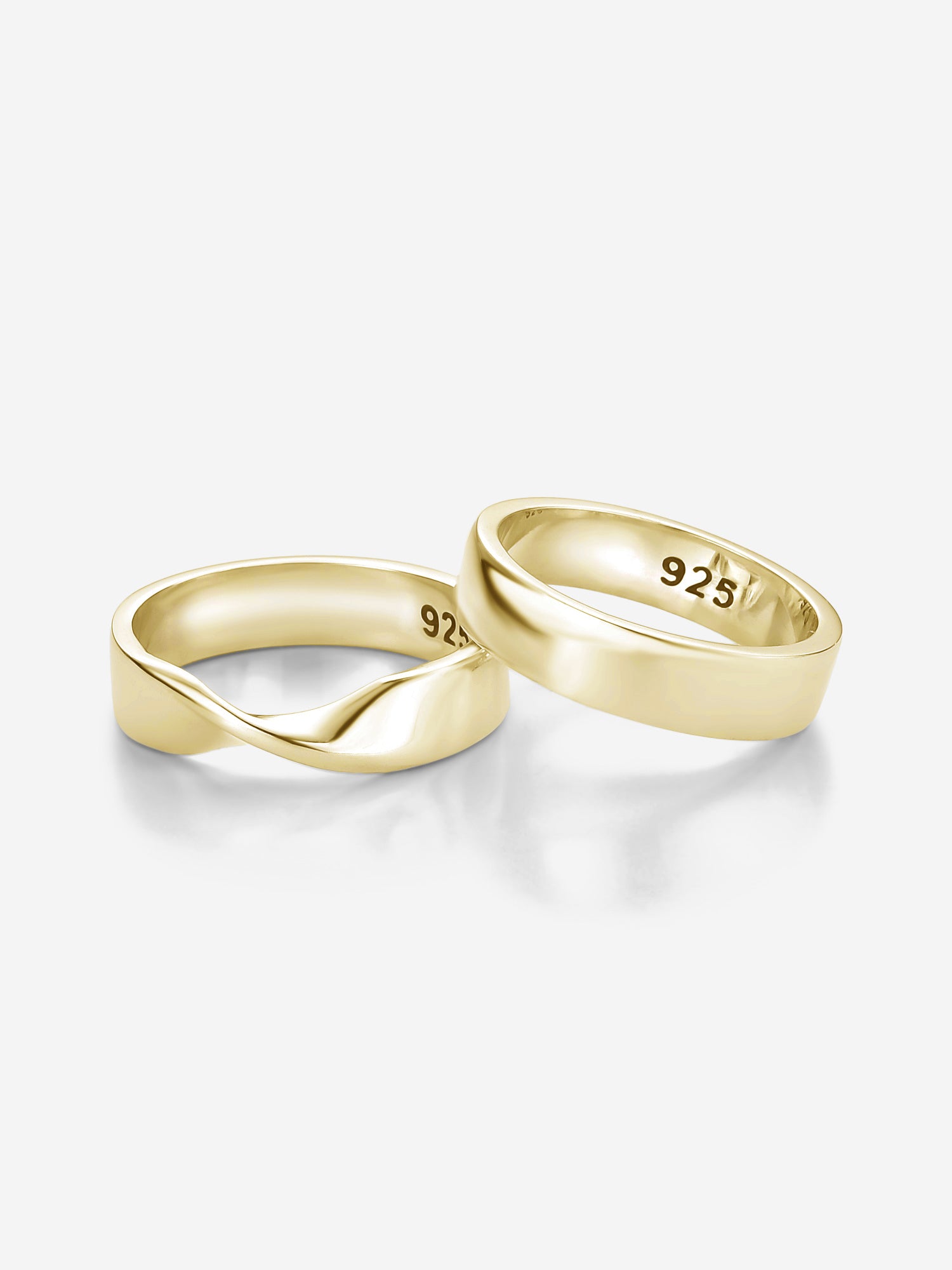 MATERIAL: PRATA BANHADA A OURO | Alianças Unbroken II e Simple em Prata 925 banhada a Ouro 18k