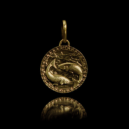 Amuleto de Prata Pisces Banhado a Ouro
