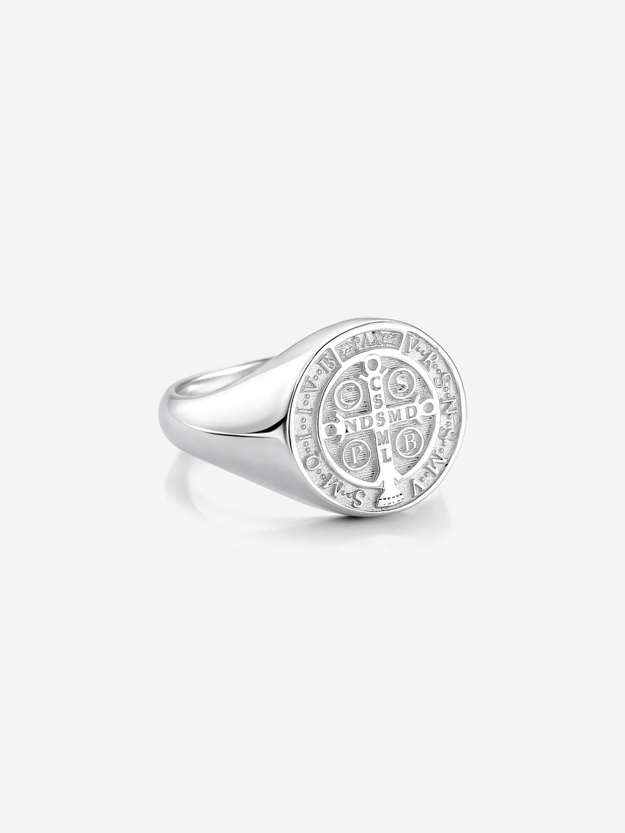 Anel Medal SB Medalha de São Bento em Prata 925