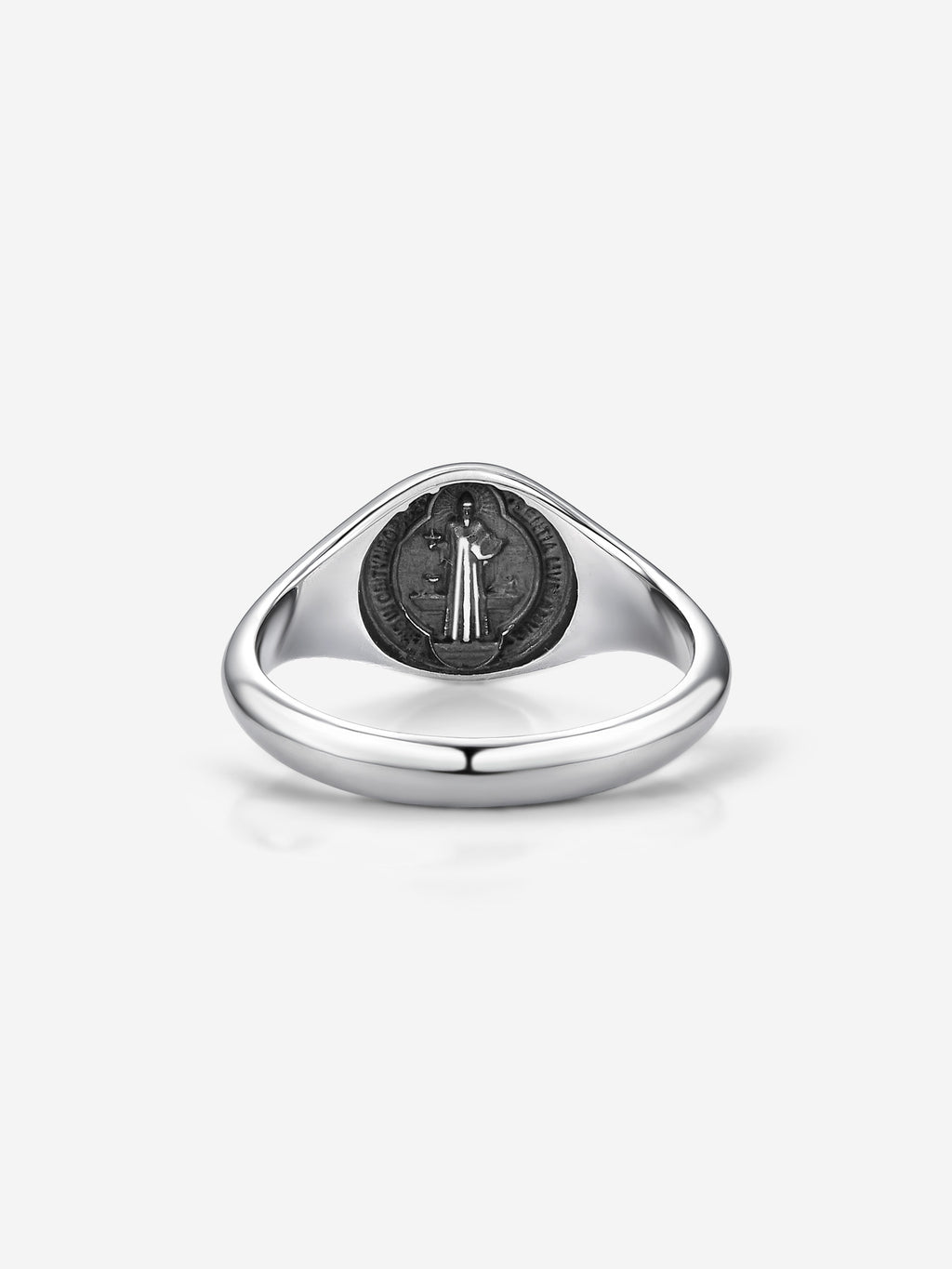 Anel Medal SB Slim Medalha de São Bento em Prata 925 Oxidada