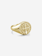 Anel Medal SB Medalha de São Bento em Prata 925 banhada a Ouro 18K