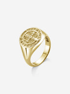 Anel Medal SB Medalha de São Bento em Prata 925 banhada a Ouro 18K