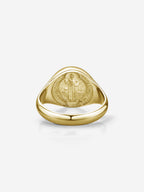 Anel Medal SB Medalha de São Bento em Prata 925 banhada a Ouro 18K