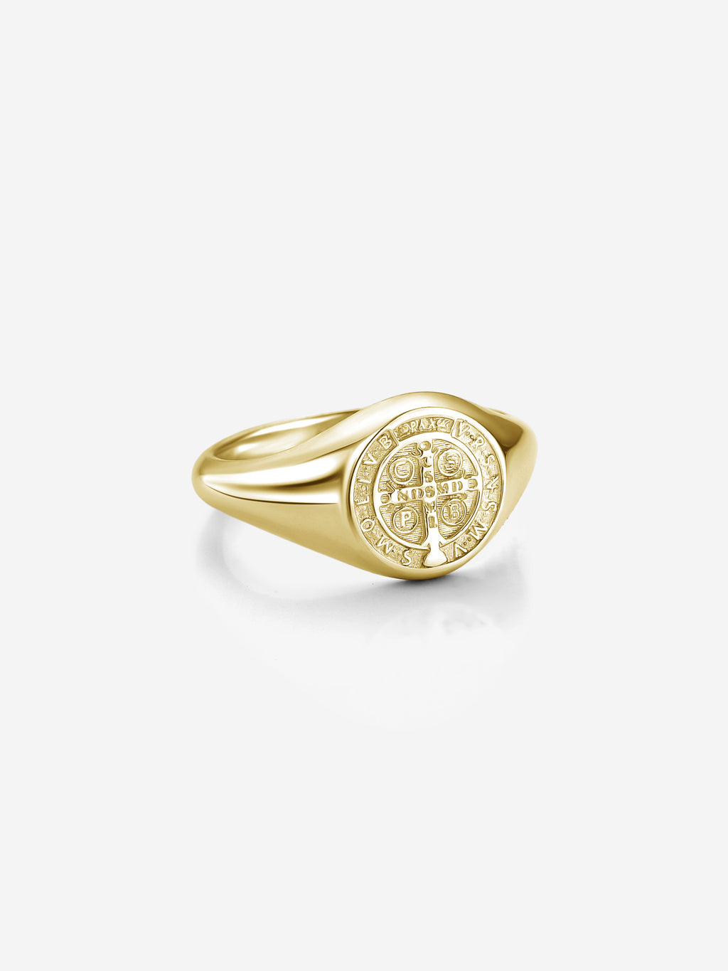 Anel Medal SB Slim Medalha de São Bento em Prata 925 banhada a Ouro 18K
