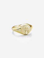 Anel Medal SB Slim Medalha de São Bento em Prata 925 banhada a Ouro 18K