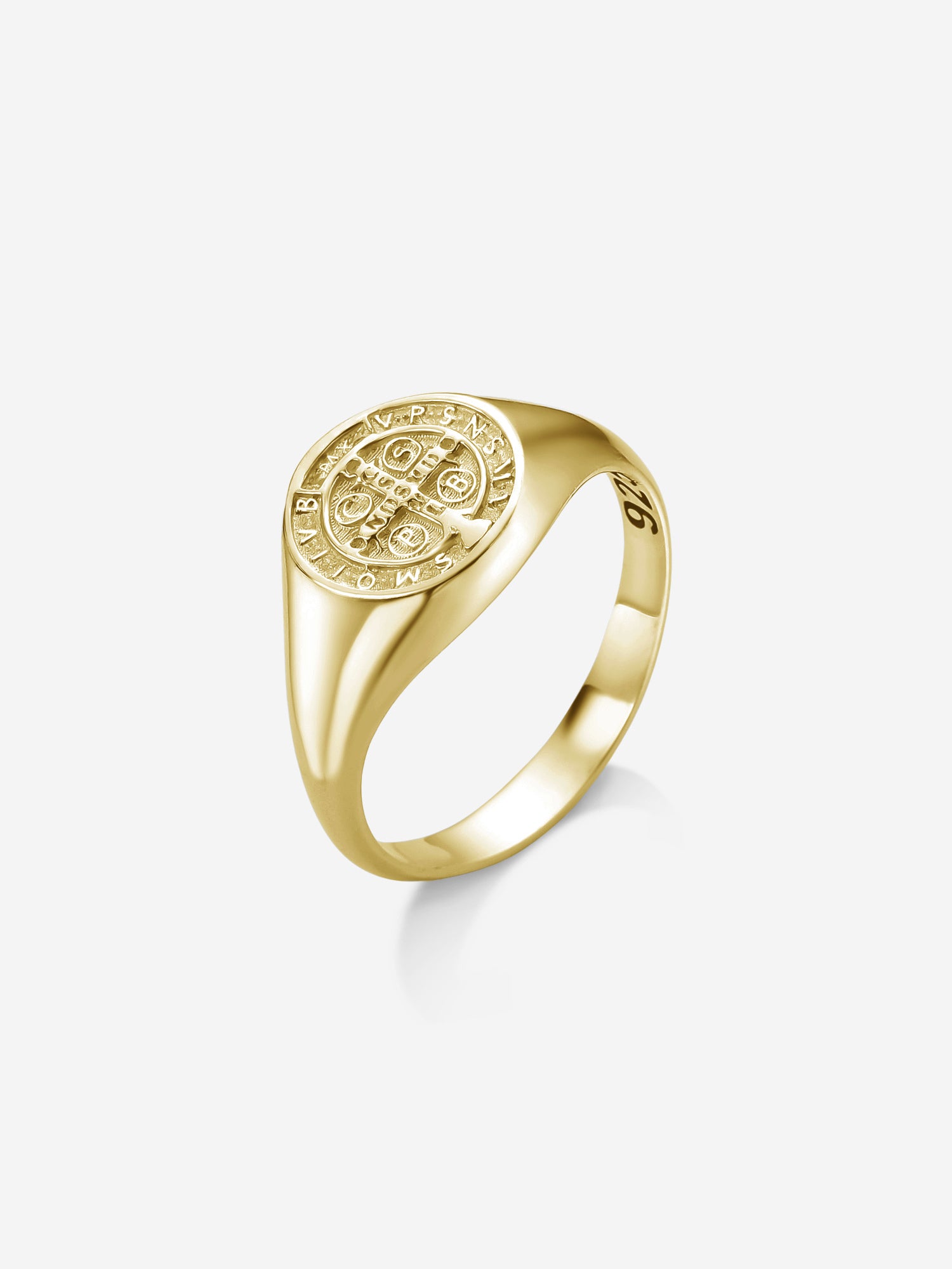 Anel Medal SB Slim Medalha de São Bento em Prata 925 banhada a Ouro 18K