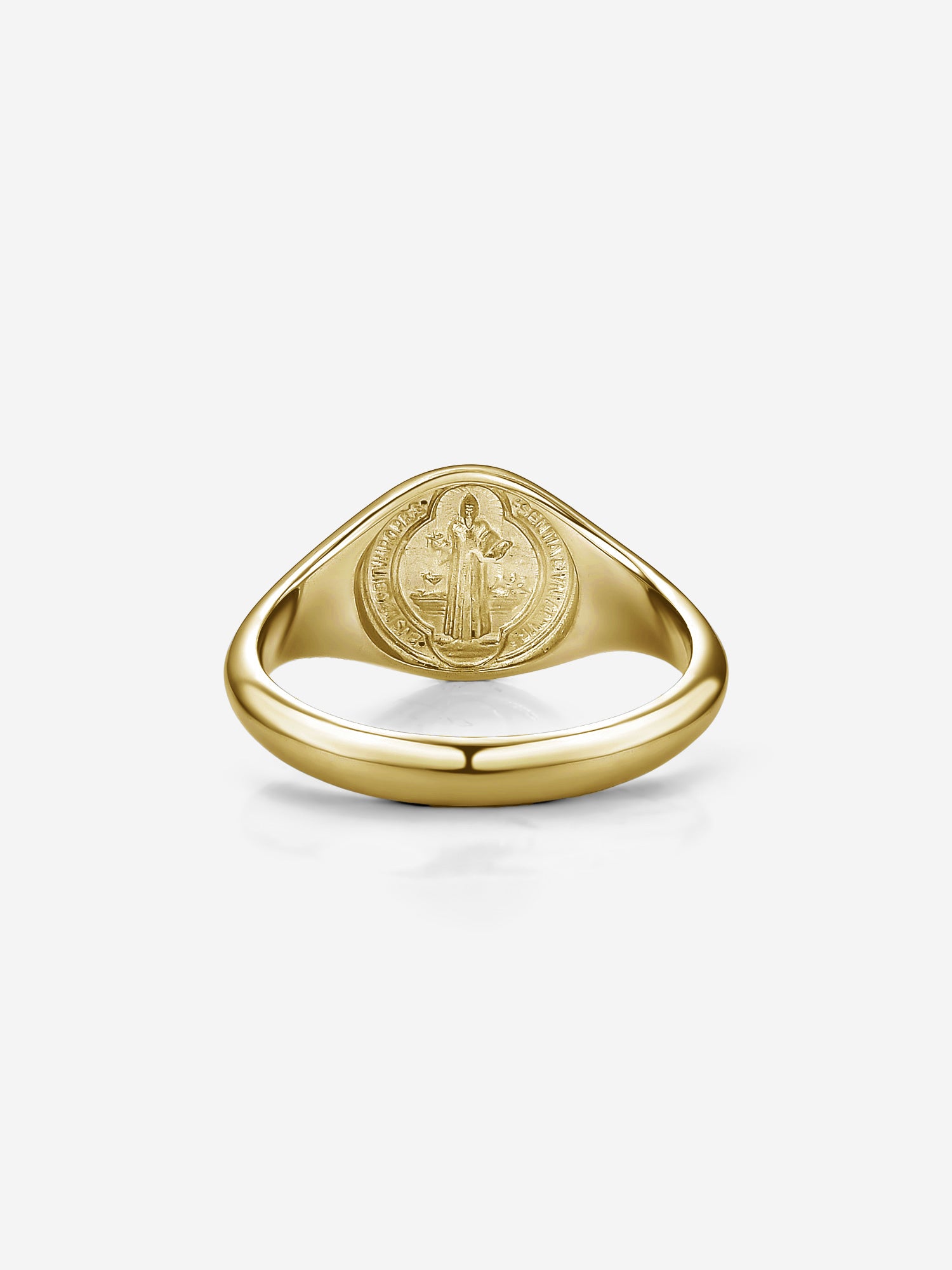 Anel Medal SB Slim Medalha de São Bento em Prata 925 banhada a Ouro 18K