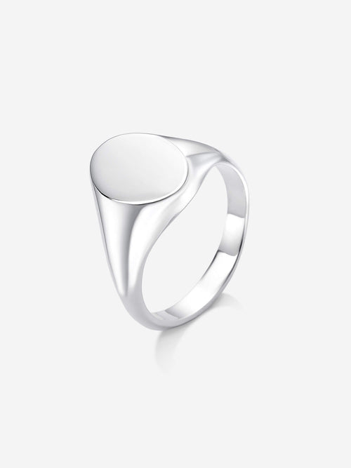 Anel Victory oval em metal banhado a Prata