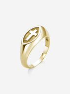 MATERIAL: PRATA BANHADA A OURO | Anel Faith em Prata 925 banhada a Ouro 18k