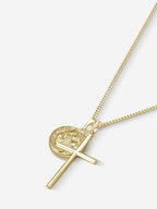 MATERIAL: PRATA BANHADA A OURO | Colar Cross e Medal SB em Prata 925 banhada a Ouro 18k