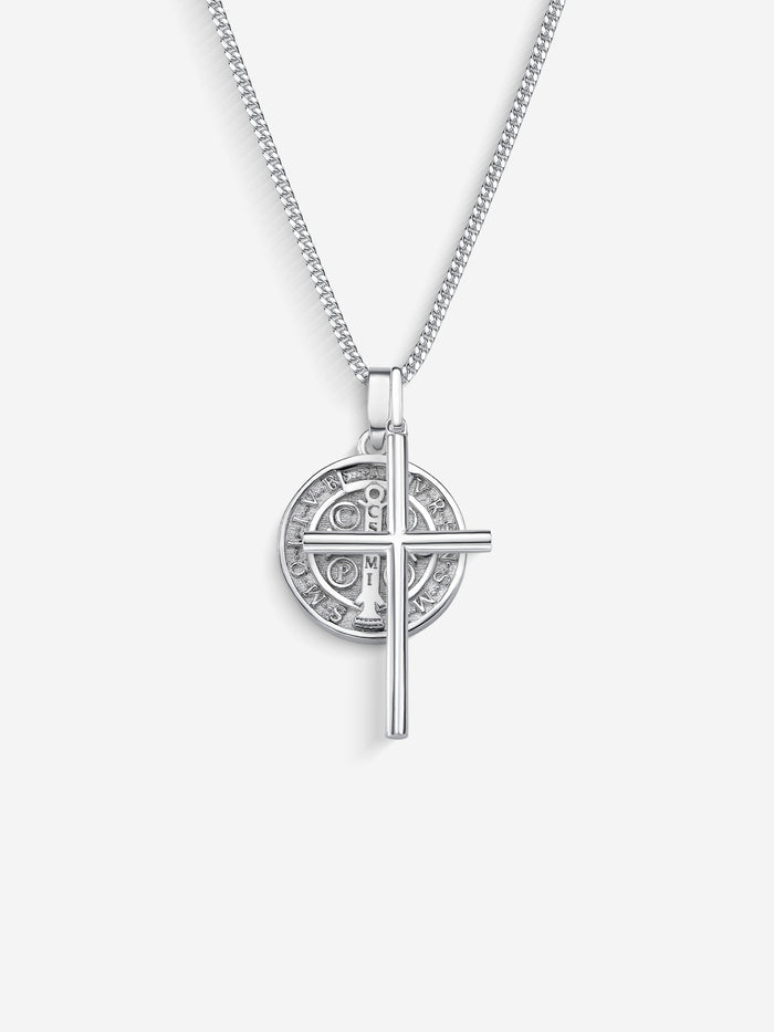 Colar Cross e Medal SB — Prata 925