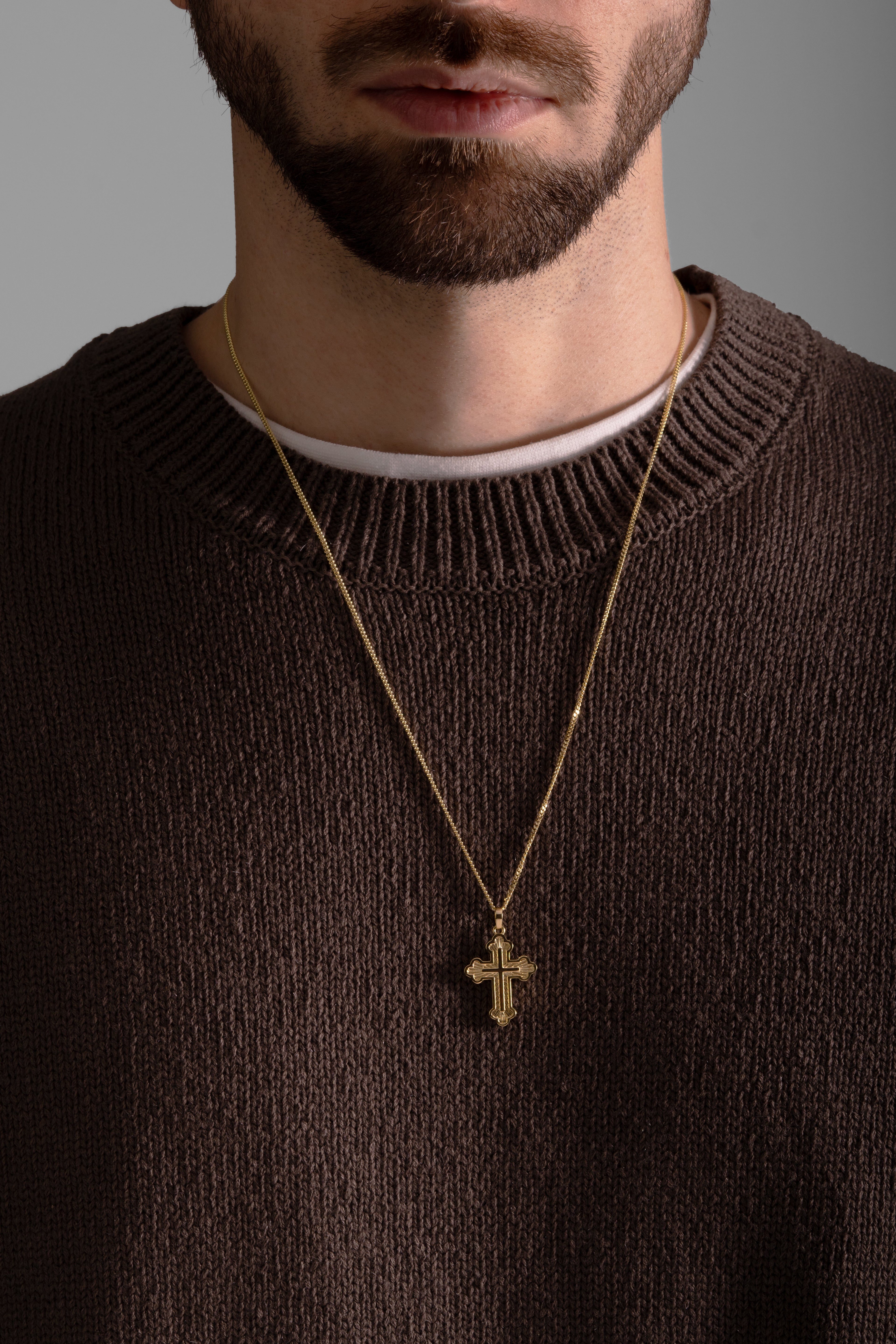 MATERIAL: PRATA BANHADA A OURO |  Colar Russian Cross PRATA BANHADA A OURO Modelo em Prata 925