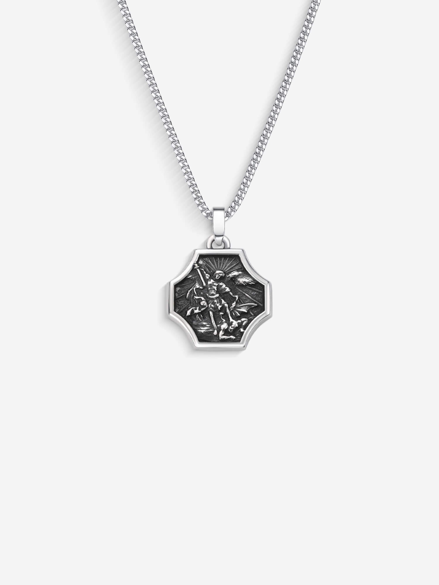 Colar St. Michael — Prata 925 Oxidada