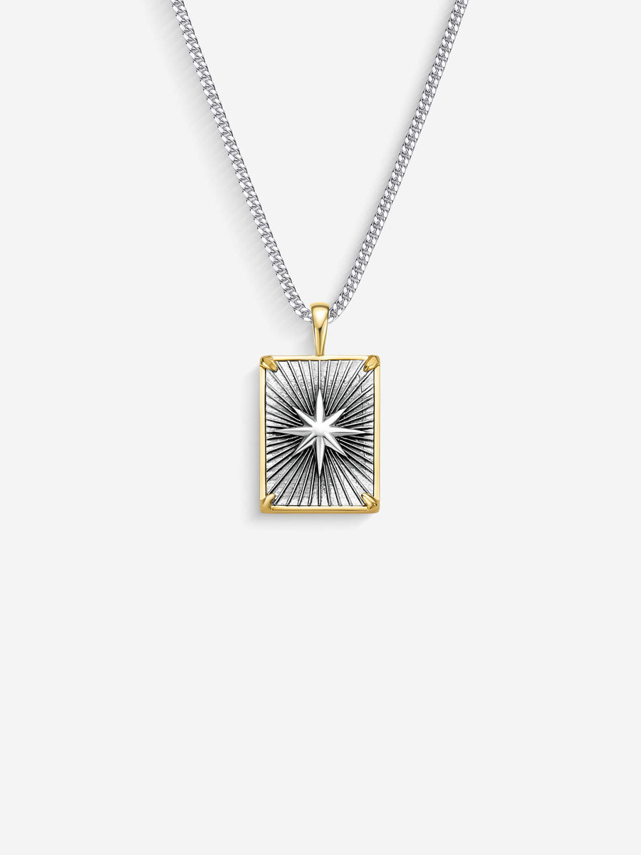 Colar Compass II Large — Prata & Ouro