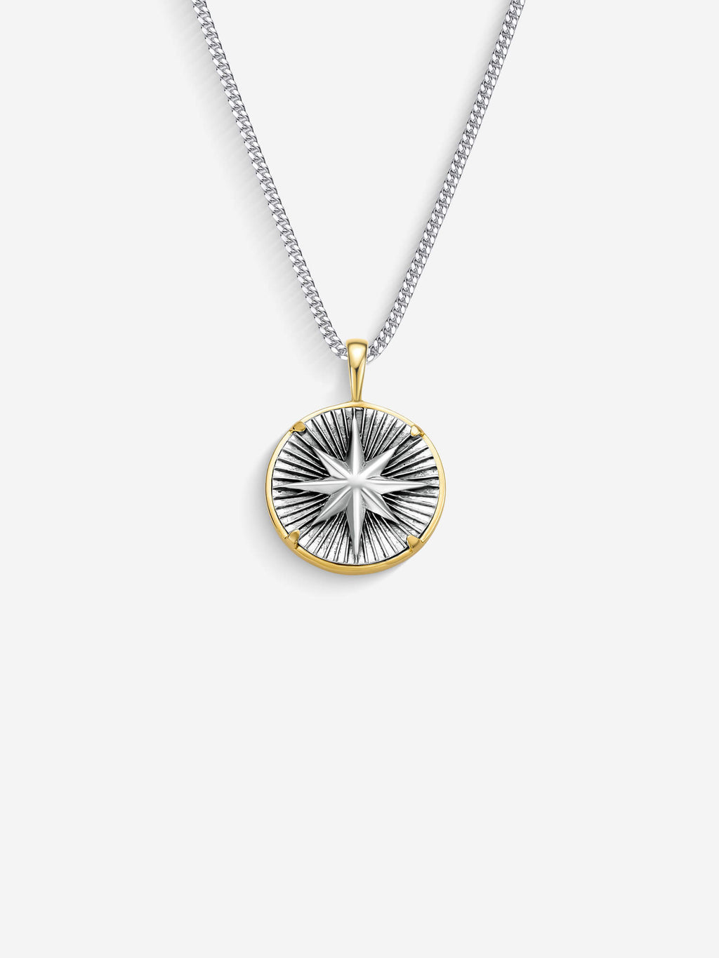 Colar Compass I Large — Prata & Ouro