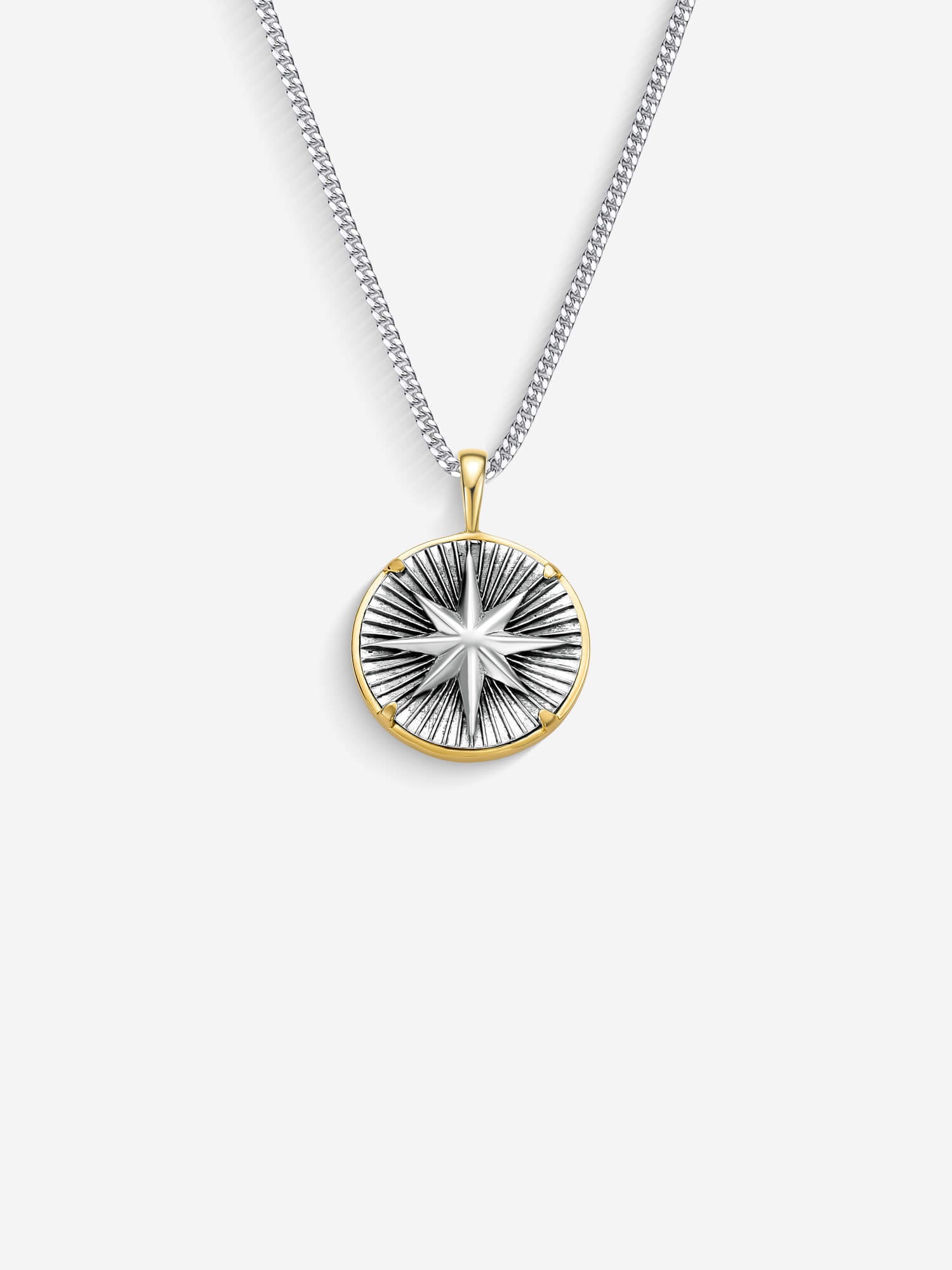 Colar Compass I Large — Prata & Ouro