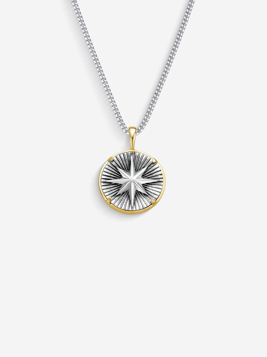 Colar Compass I Large — Prata & Ouro