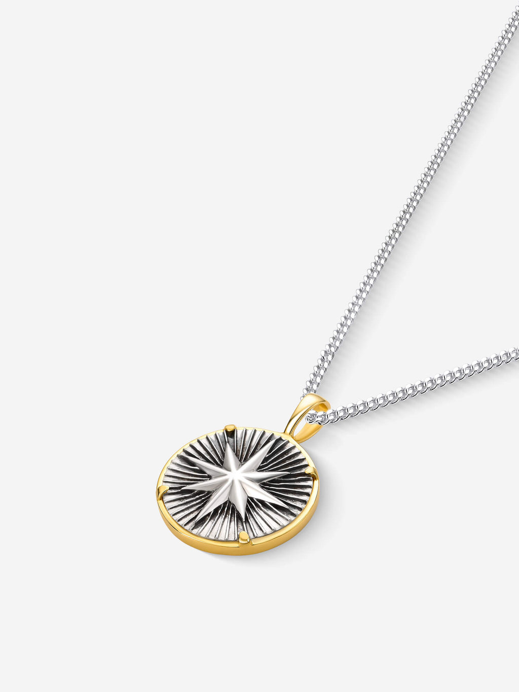 Colar Compass I Large — Prata & Ouro