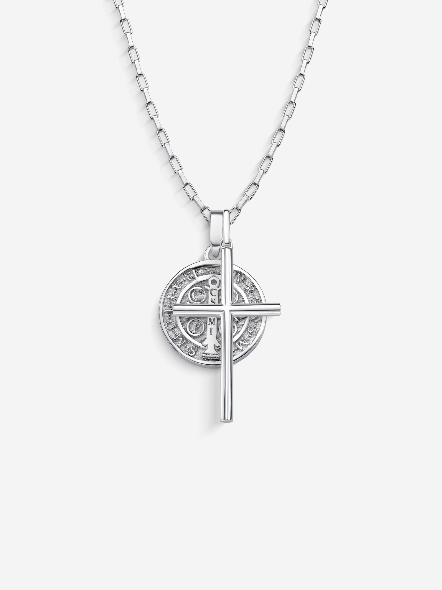 Colar Cross e Medal SB — Banho em Prata