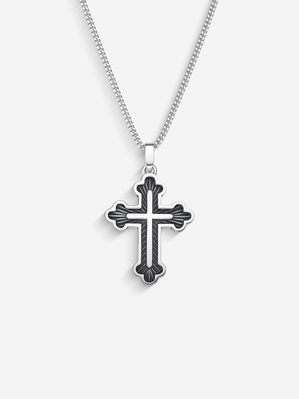 MATERIAL: PRATA OXIDADA | Colar Russian Cross em Prata 925 Oxidada