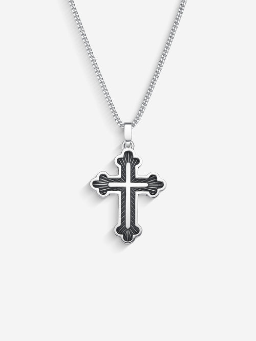 MATERIAL: PRATA OXIDADA | Colar Russian Cross em Prata 925 Oxidada