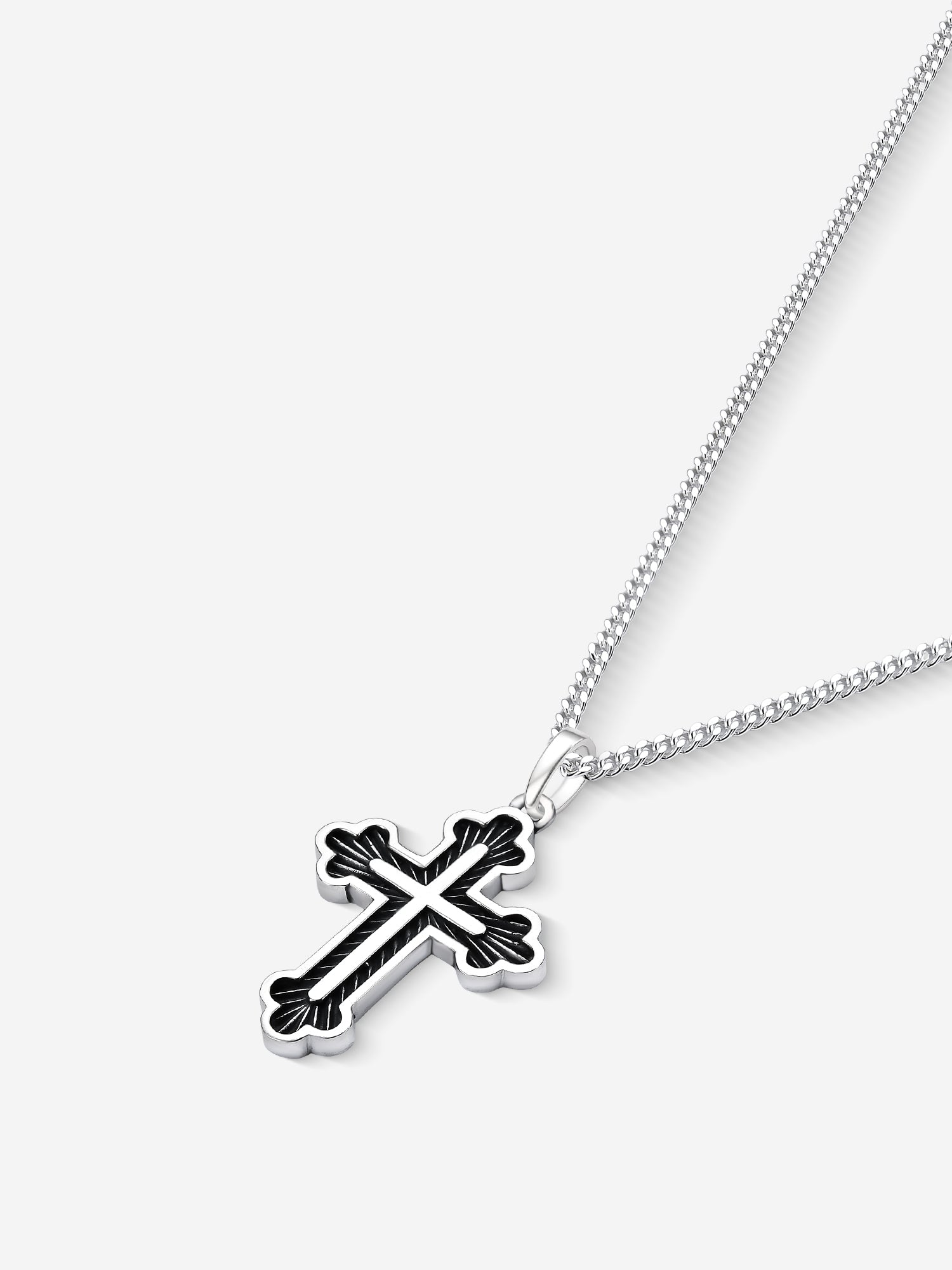 MATERIAL: PRATA OXIDADA | Colar Russian Cross em Prata 925 Oxidada