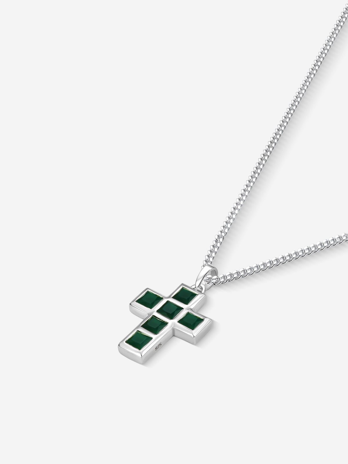 Stone Cross em Prata 925 com crisoprásio, vista lateral