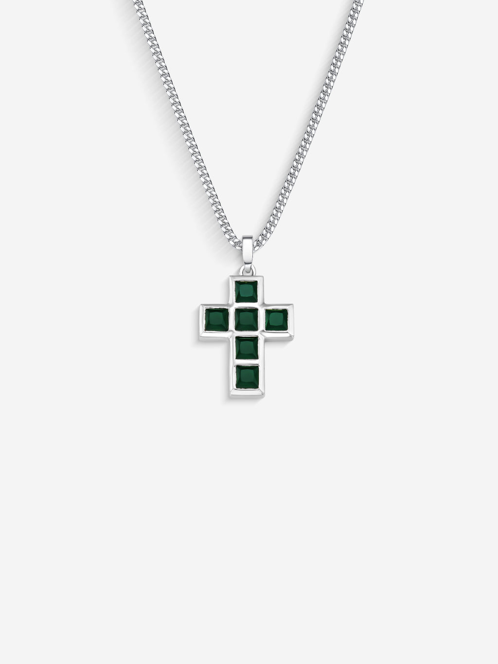 Stone Cross em Prata 925 com crisoprásio