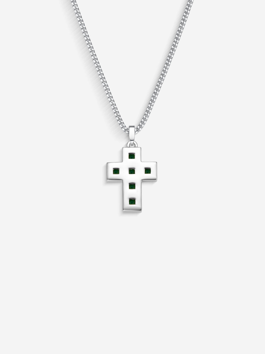 Verso da Stone Cross em Prata 925 com crisoprásio