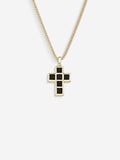 Stone Cross em Prata 925 com banho de Ouro 18k e ônix