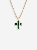 Stone Cross em Prata 925 com banho de Ouro 18k e crisoprásio
