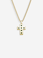 Verso da Stone Cross em Prata 925 com banho de Ouro 18k e crisoprásio