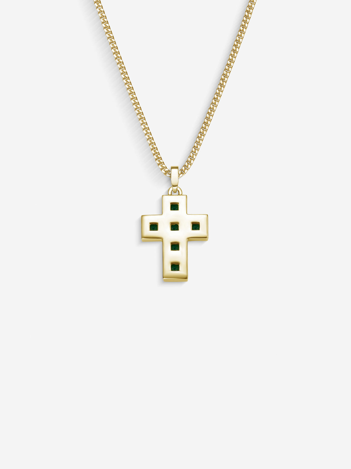 Verso da Stone Cross em Prata 925 com banho de Ouro 18k e crisoprásio