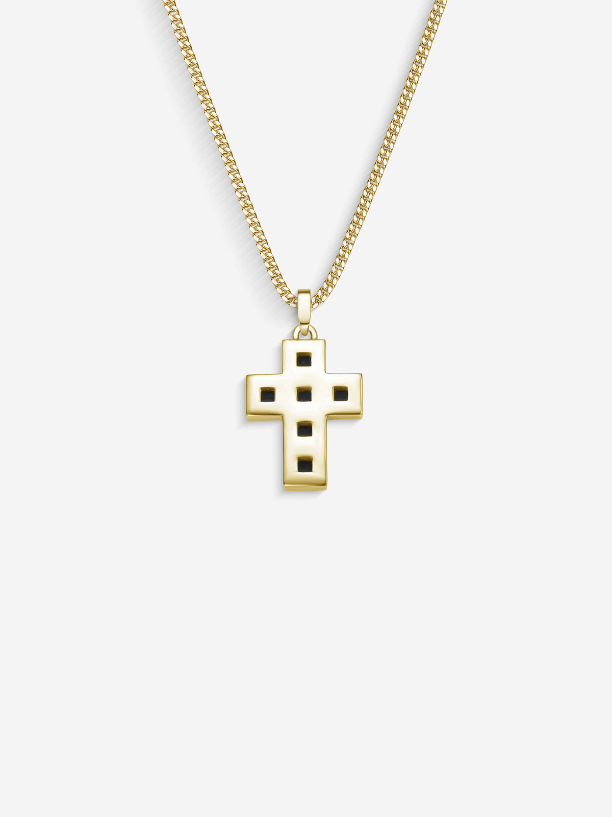 Verso da Stone Cross em Prata 925 com banho de Ouro 18k e ônix