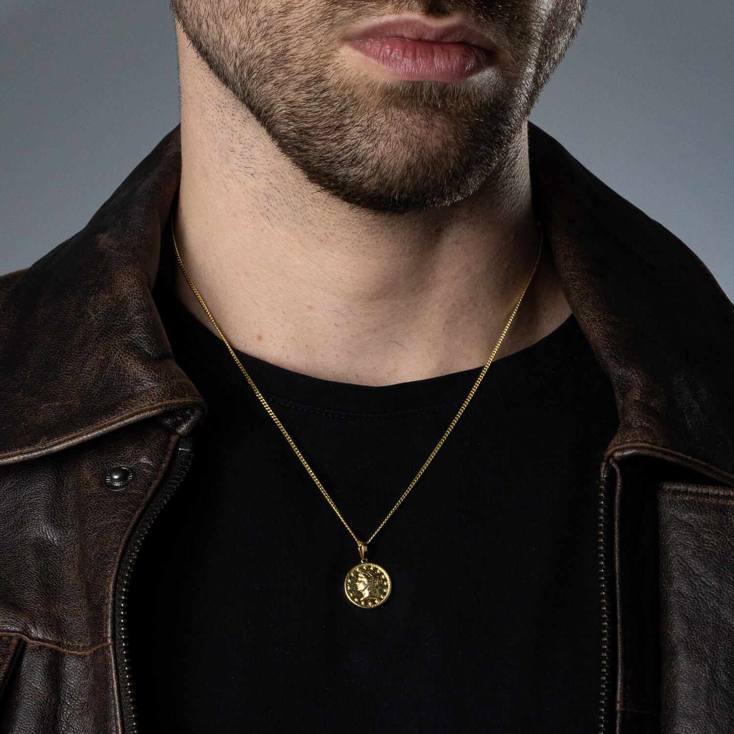 Colar de Prata Coin II Banhado a Ouro | Old Siller