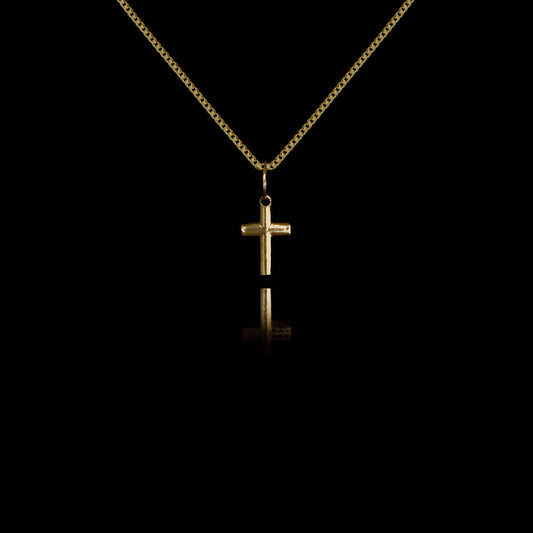 Colar de Prata Cross Mini Bold Banhado a Ouro