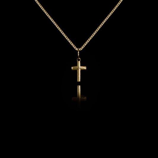 Old Siller - Colar de Prata Cross Mini Bold Banhado a Ouro