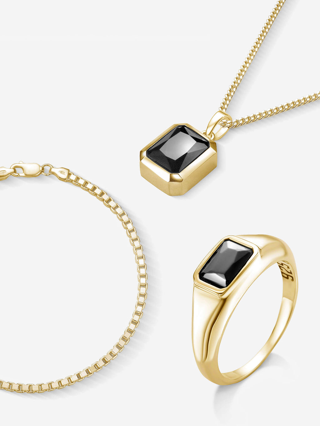 Combinado Noir — Prata 925 Banho em Ouro
