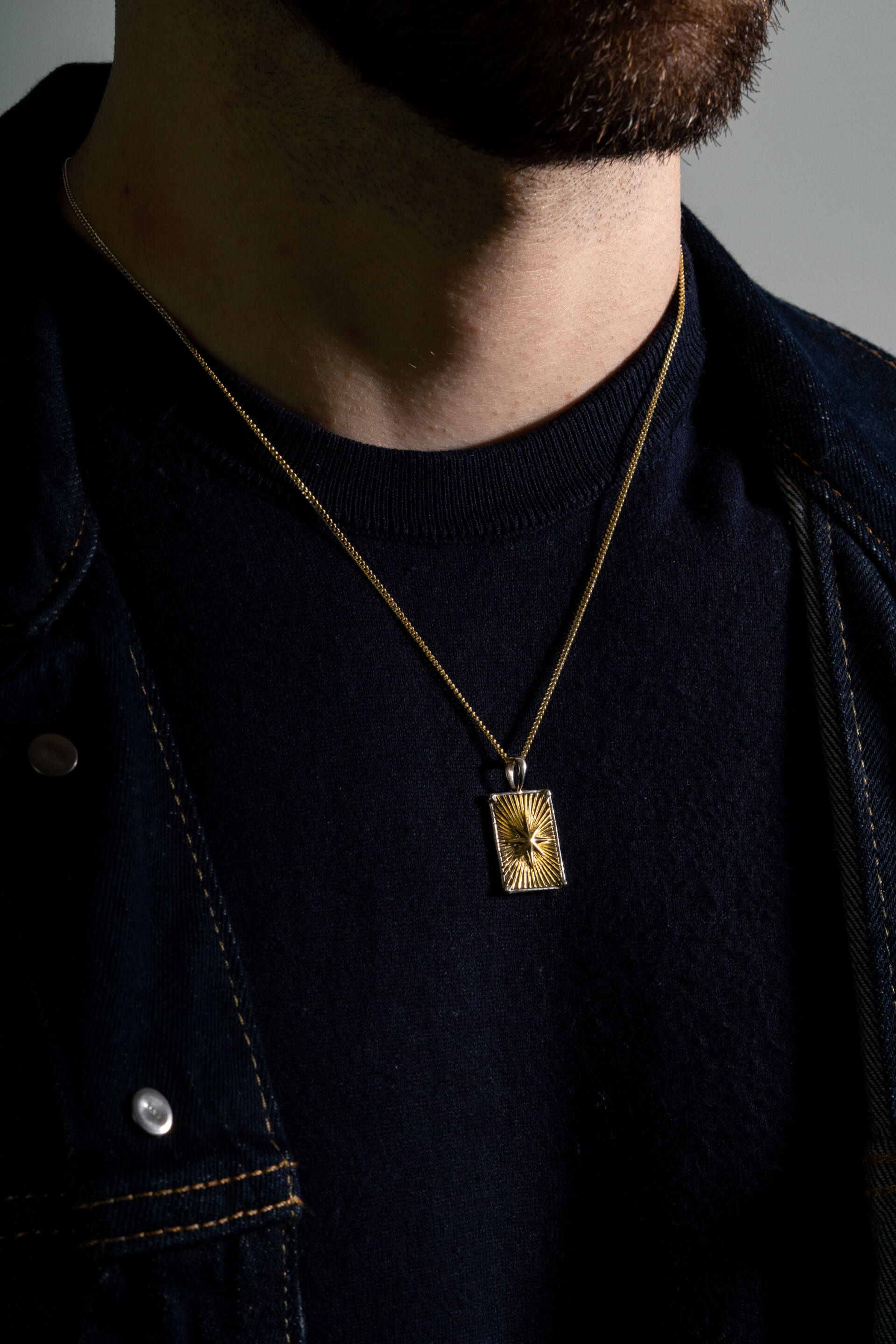 Colar Compass II Large — Ouro & Prata