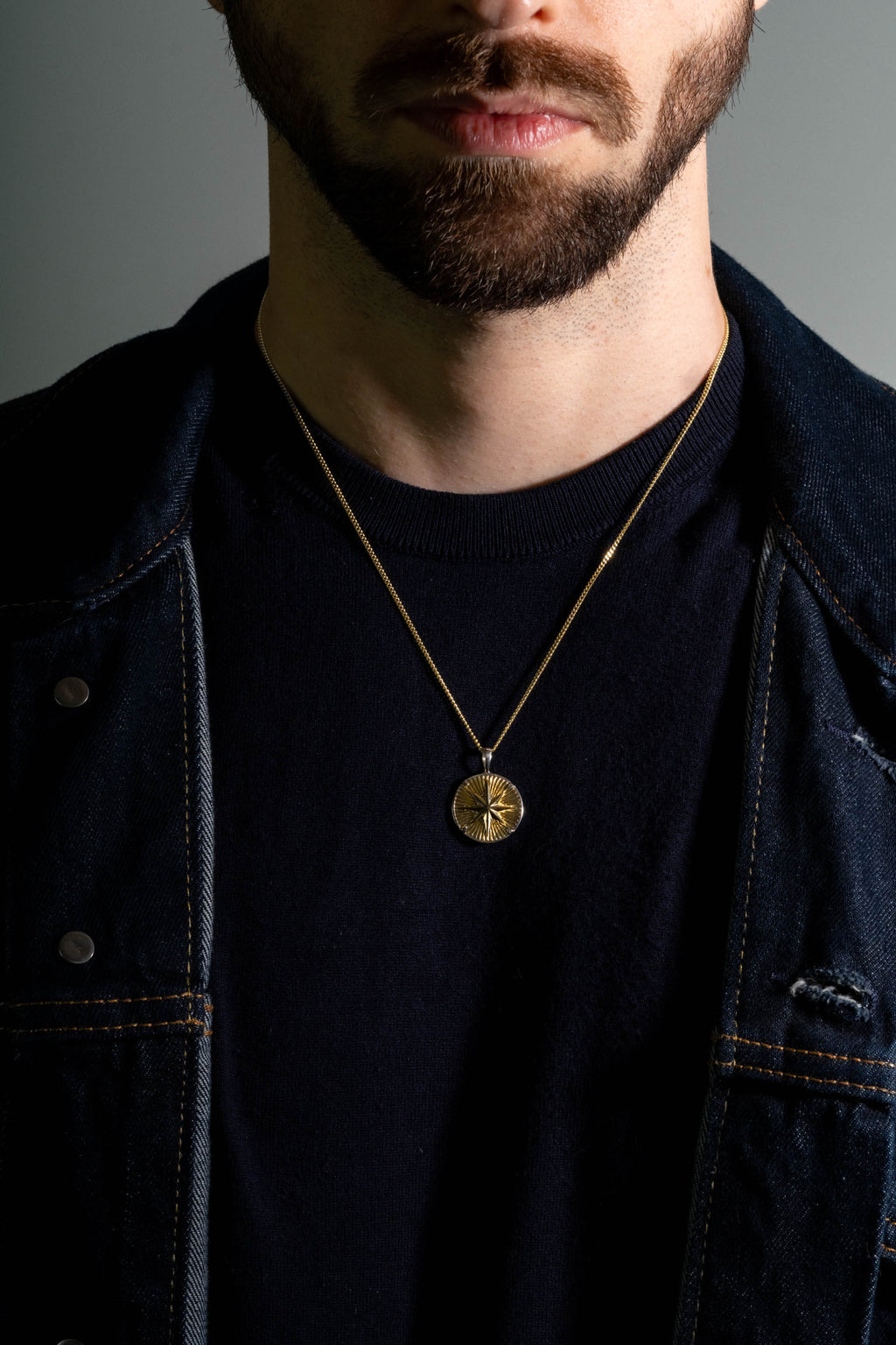Pingente Compass I Large — Ouro & Prata