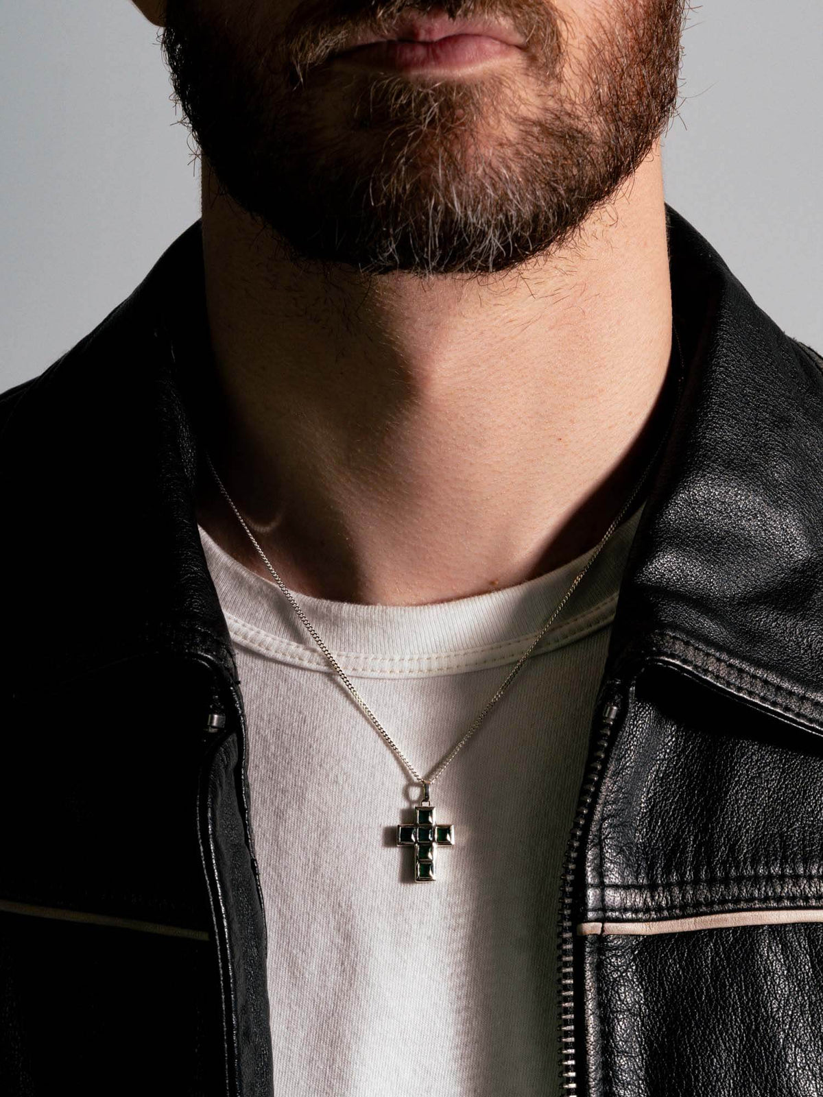 Colar Stone Cross — Prata 925 e Crisoprásio