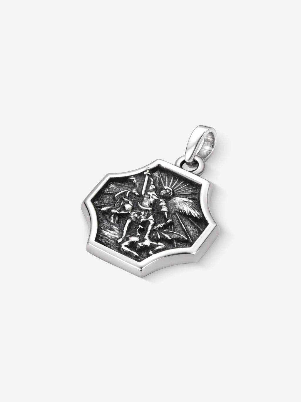 Pingente St. Michael — Prata 925 Oxidada