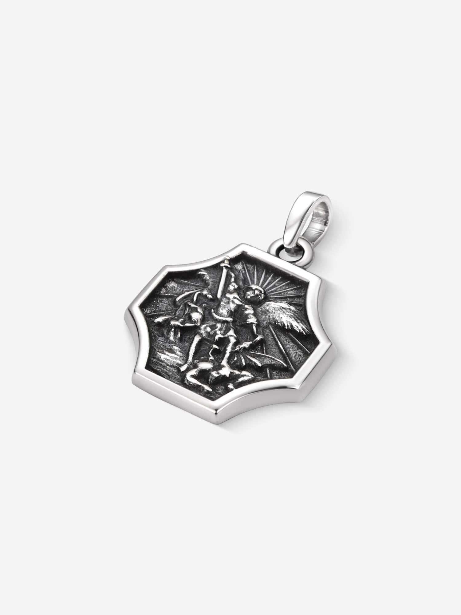Pingente St. Michael — Prata 925 Oxidada