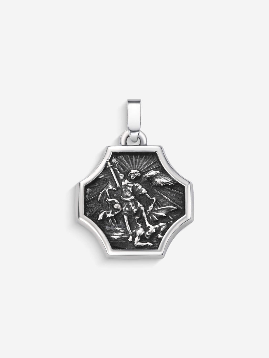 Pingente St. Michael — Prata 925 Oxidada