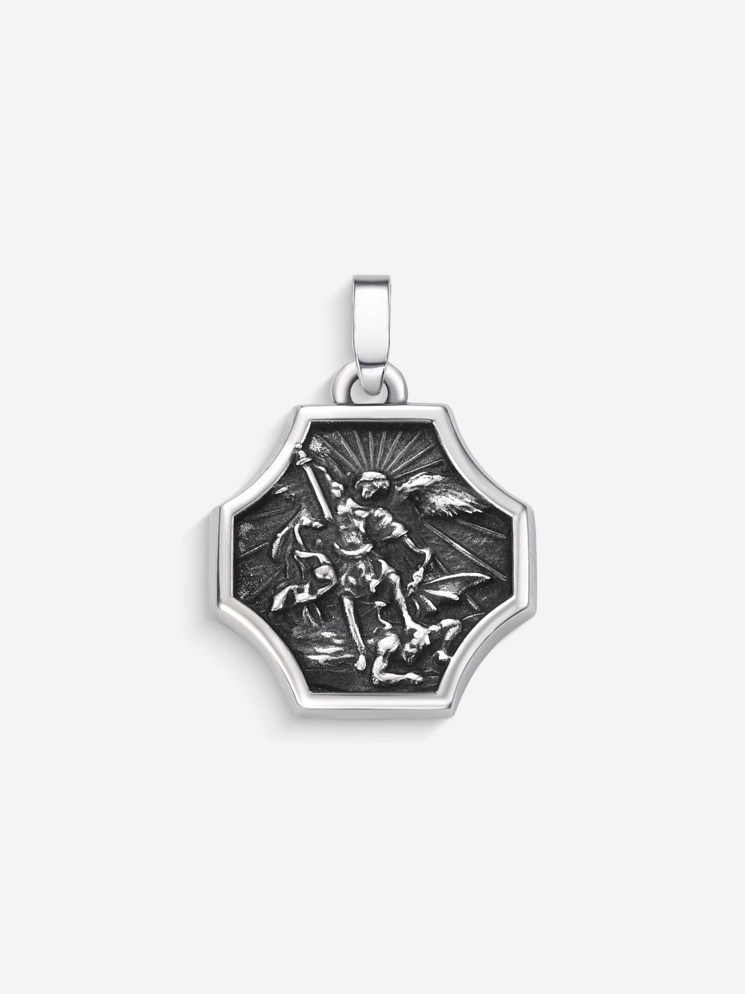 Pingente St. Michael — Prata 925 Oxidada