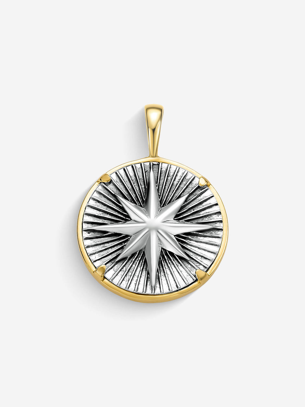 Pingente Compass I Large — Prata & Ouro